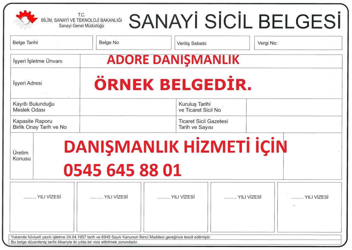 SANAYİ SİCİL BELGESİ 